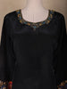 Black Floral Design Synthetic Straight Cut Salwar Suit
