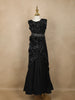 Black Floral Design Velvet Kids Lehenga With Sequined Waist Belt