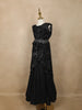 Black Floral Design Velvet Kids Lehenga With Sequined Waist Belt