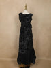 Black Floral Design Velvet Kids Lehenga With Sequined Waist Belt