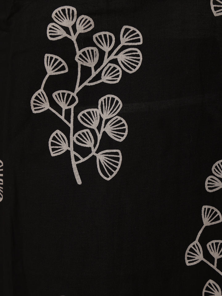 Black Floral Designed Cotton Salwar Suit - Diadem