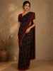 Black Floral Designed Cotton Saree