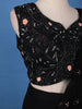 Black Floral Designed Ruffle Drape Georgette Ready To Wear Saree - Diadem