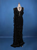 Black Floral Designed Ruffle Drape Georgette Ready To Wear Saree - Diadem