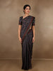 Black Floral Designed Semi Silk Saree