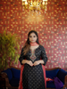 Black Floral Designed Silk Salwar Suit - Diadem