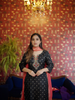 Black Floral Designed Silk Salwar Suit - Diadem
