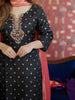 Black Floral Designed Silk Salwar Suit - Diadem