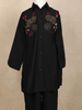 Black Floral Embroidered Cotton Kids Co-ord Set