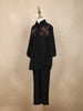 Black Floral Embroidered Cotton Kids Co-ord Set