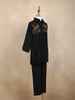 Black Floral Embroidered Cotton Kids Co-ord Set