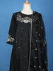 Black Floral Embroidered Cotton Sharara Salwar Suit - Diadem
