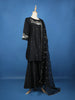 Black Floral Embroidered Cotton Sharara Salwar Suit - Diadem
