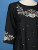 Black Floral Embroidered Cotton Sharara Salwar Suit - Diadem
