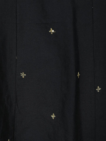 Black Floral Embroidered Cotton Sharara Salwar Suit - Diadem