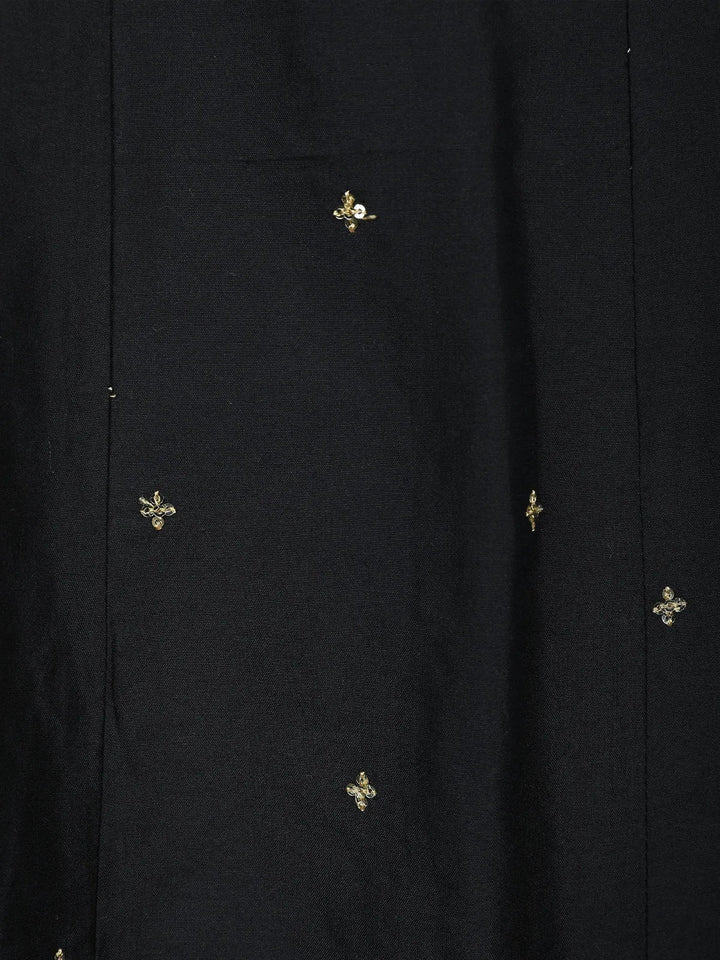 Black Floral Embroidered Cotton Sharara Salwar Suit - Diadem