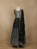 Black Floral Embroidered Design Crepe Gown