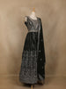 Black Floral Embroidered Design Crepe Gown