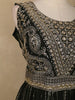 Black Floral Embroidered Design Crepe Gown