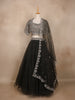 Black Floral Embroidered Design Net Lehenga