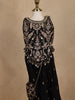 Black Floral Embroidered Georgette Kids Palazzo Set with Sleeveless Top And Matching Purse