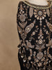 Black Floral Embroidered Georgette Kids Palazzo Set with Sleeveless Top And Matching Purse