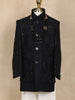 Black Floral Embroidered Polyester Kids Sherwani Set with White Pants