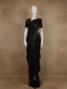 Black Floral Embroidered Raw Silk Saree
