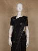 Black Floral Embroidered Raw Silk Saree