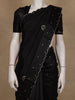 Black Floral Embroidered Raw Silk Saree