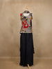 Black Floral Embroidered Silk Skirt Top