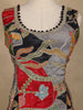 Black Floral Embroidered Silk Skirt Top