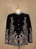 Black Floral Embroidered Velvet Men's Suit