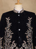 Black Floral Embroidered Velvet Men's Suit