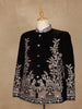 Black Floral Embroidered Velvet Men's Suit