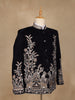 Black Floral Embroidered Velvet Men's Suit