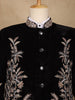 Black Floral Embroidered Velvet Men's Suit