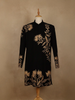 Black Floral Embroidered Viscose Sherwani Suit