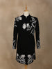 Black Floral Embroidered Viscose Sherwani Suit