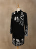 Black Floral Embroidered Viscose Sherwani Suit