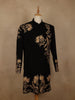 Black Floral Embroidered Viscose Sherwani Suit