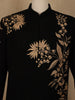 Black Floral Embroidered Viscose Sherwani Suit
