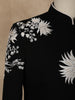 Black Floral Embroidered Viscose Sherwani Suit