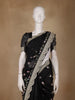 Black Floral Embroidery Organza Saree - Diadem