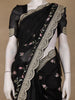 Black Floral Embroidery Organza Saree - Diadem