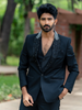 Black Floral Embroidery Rayon Men's Suit - Diadem