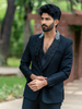 Black Floral Embroidery Rayon Men's Suit - Diadem