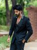 Black Floral Embroidery Rayon Men's Suit - Diadem