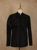 Black Floral Motif Design Viscose Men's Suit
