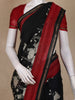 Black Floral Printed Chanderi Cotton Saree with Contrast Red Border